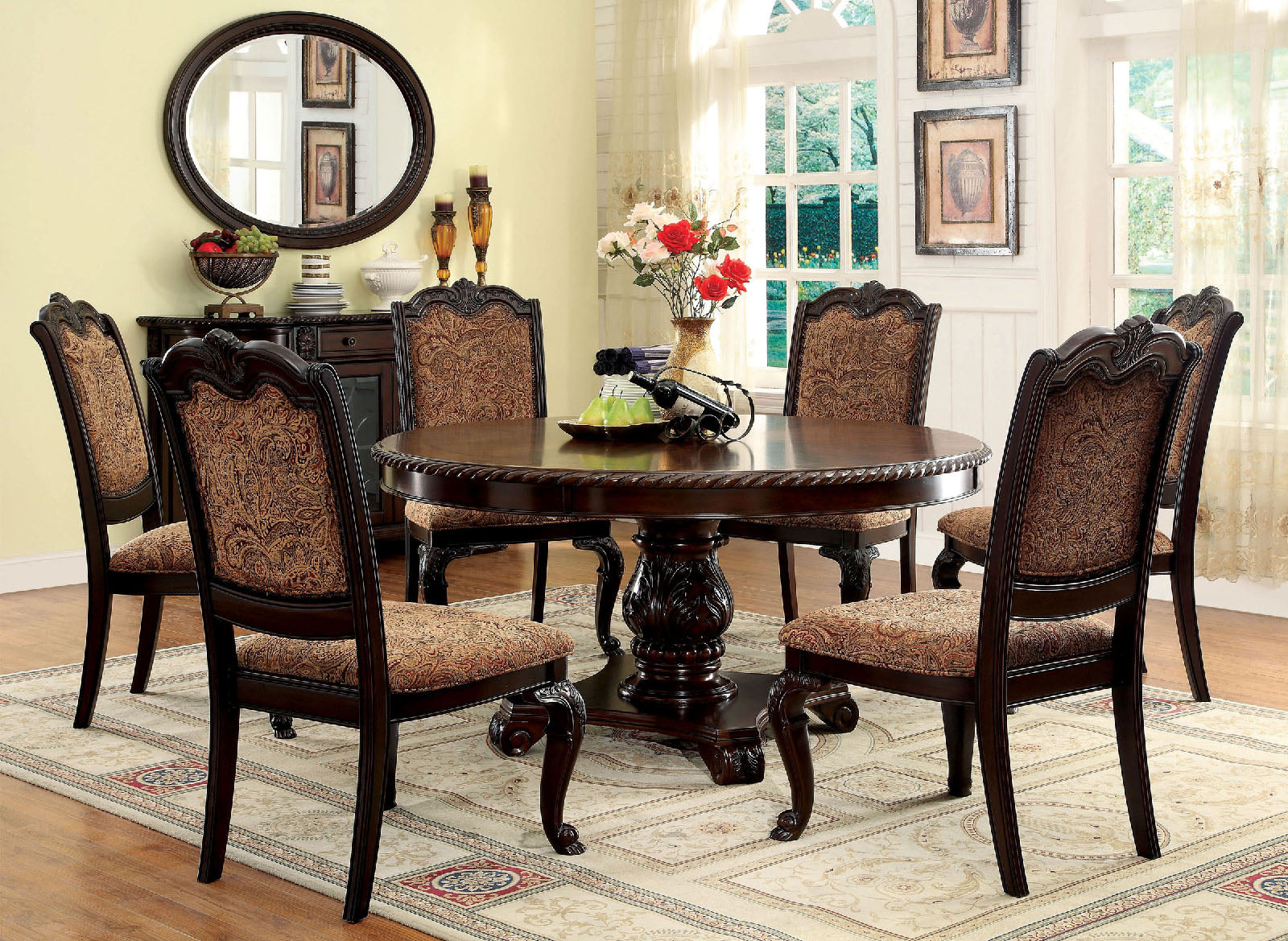 BELLAGIO - 7 Pc. Dining Table Set - CM3319RT-7PC-FABRIC