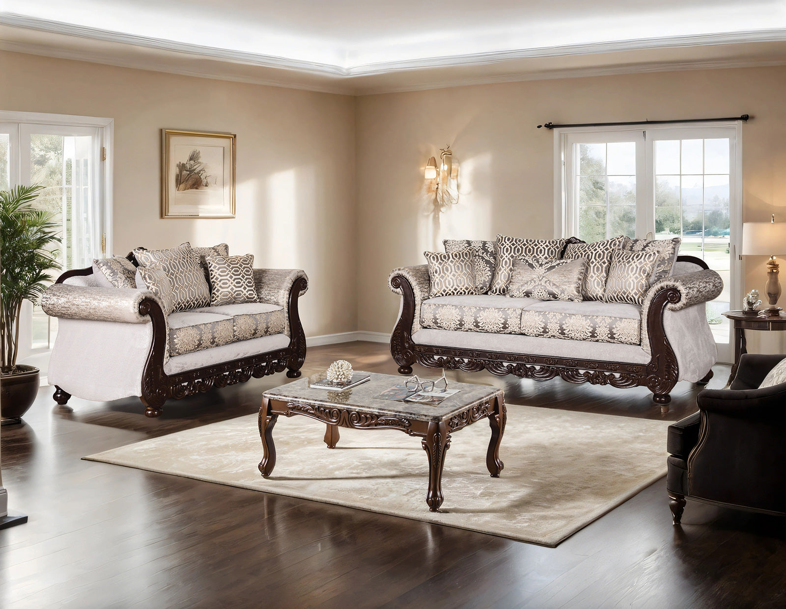 CATALONIA - Sofa, Beige/Dark Cherry - SM6451-SF