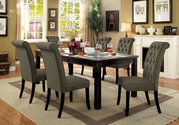 SANIA - 7 Pc. Dining Table Set - CM3324BK-T-84-GY-7PC