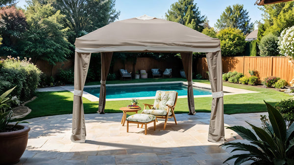 AROSA - Outdoor Pop-Up Canopy 10' X 10', Beige - LA-A002BR