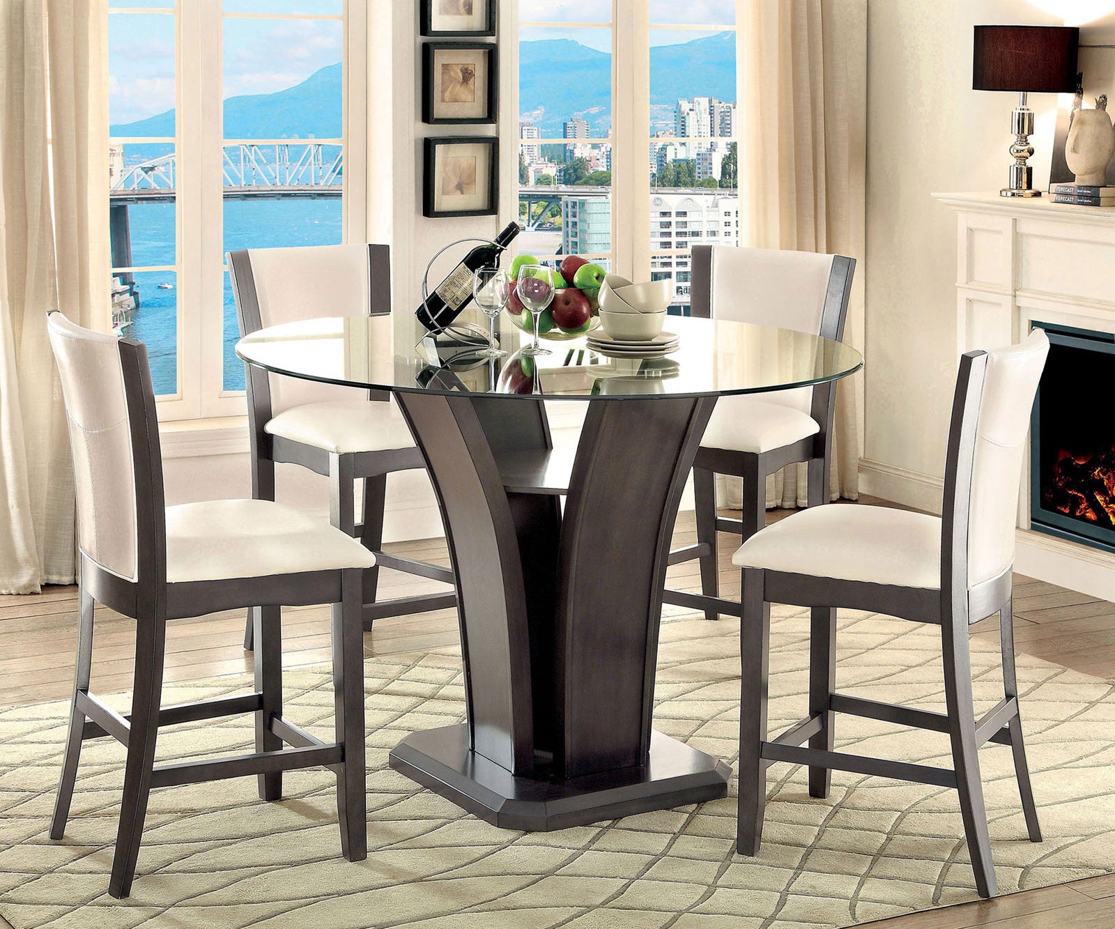 MANHATTAN III - 5 Pc. Round Counter Ht. Table Set - CM3710GY-PT-5PC