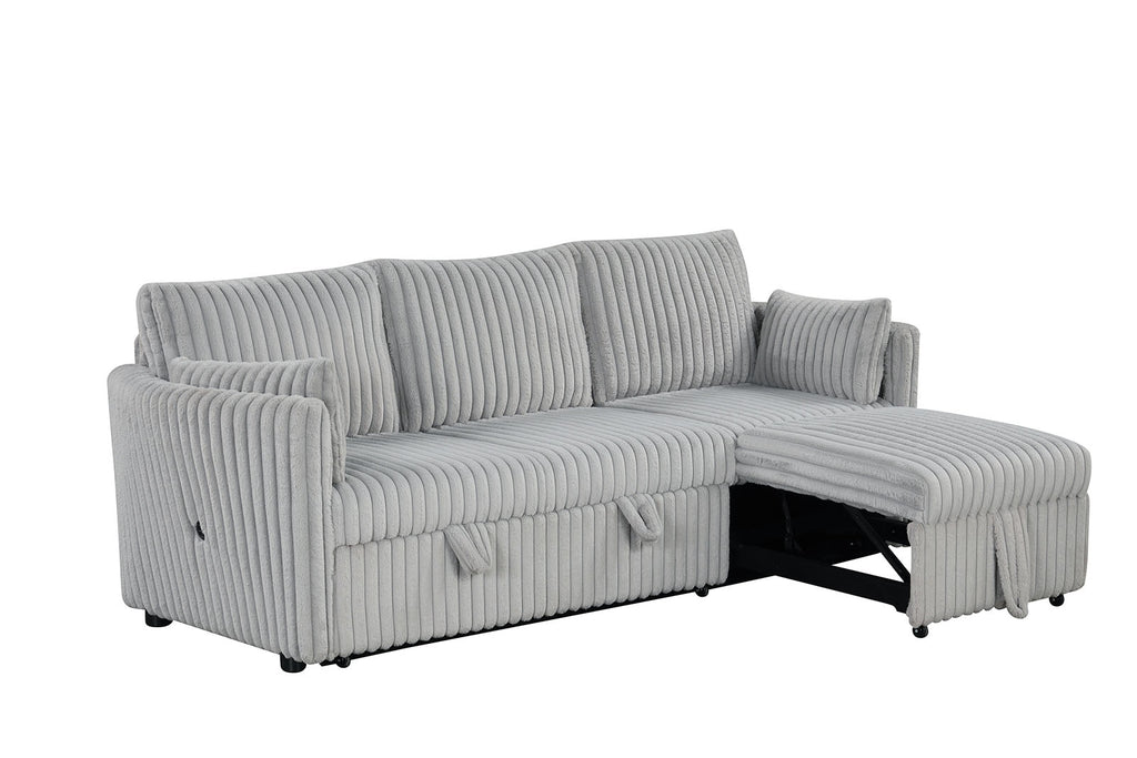 DENHOLME - Sectional w/ Pull Out - SL64002GY-SF-PK