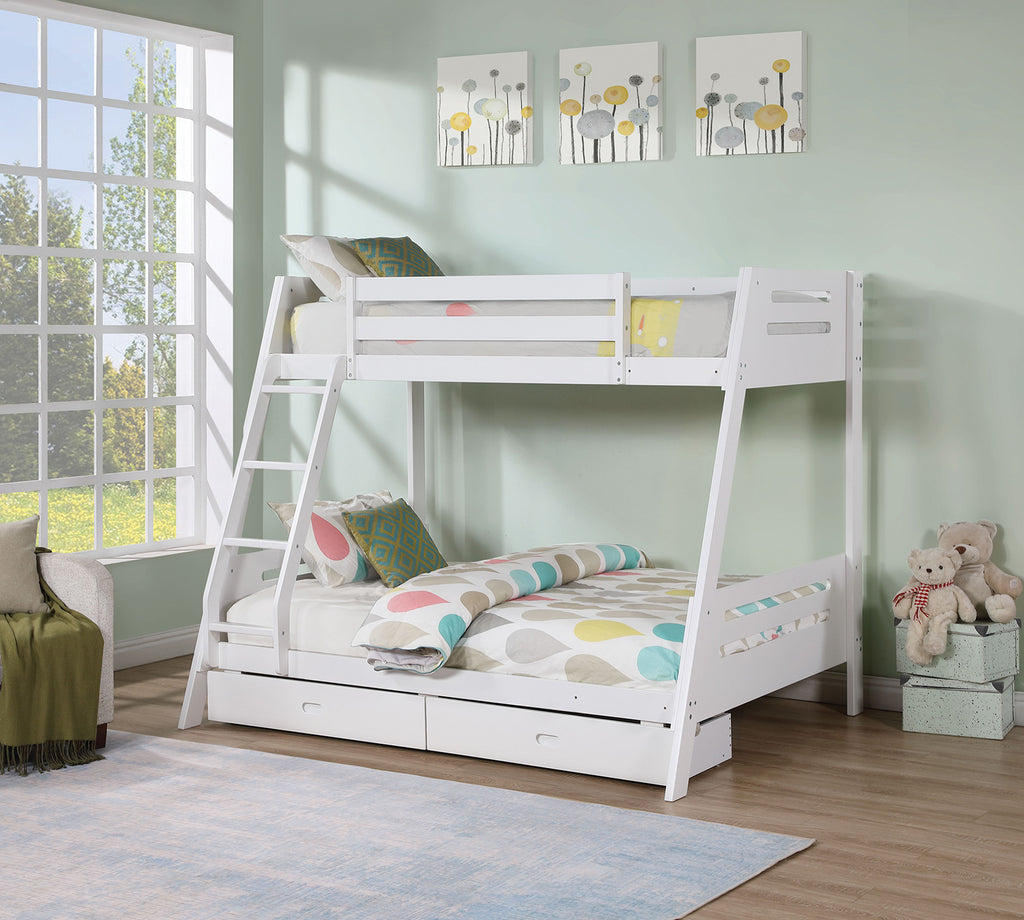 EMILEE - Twin/Full Bunk Bed, White - FM-BK003WH-BED