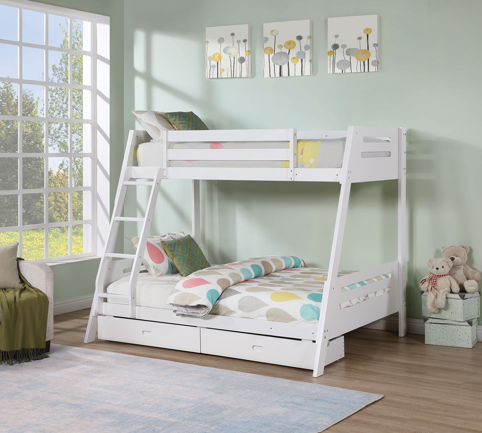 EMILEE - Twin/Full Bunk Bed, White - FM-BK003WH-BED