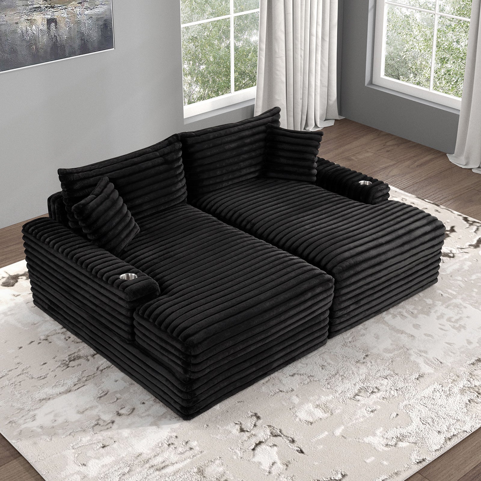 TAVEDESTRAND - Double Chaise Sofa - FM6900BK-PK