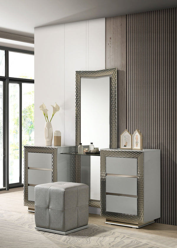VENTNOR - Vanity Set w/ Stool, Gray - FM7251GY-V-SET
