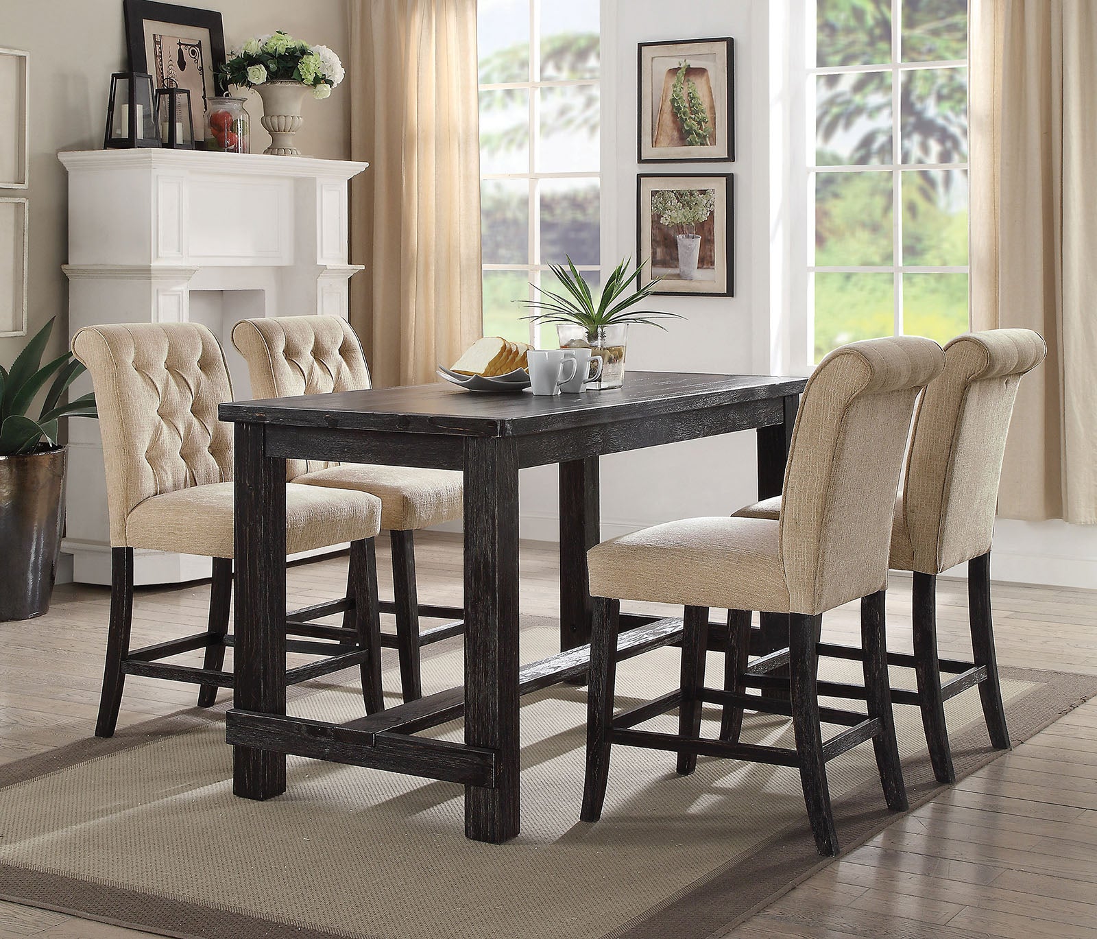 SANIA - 5 Pc. Counter Ht. Table Set - CM3324BK-PT-5PC