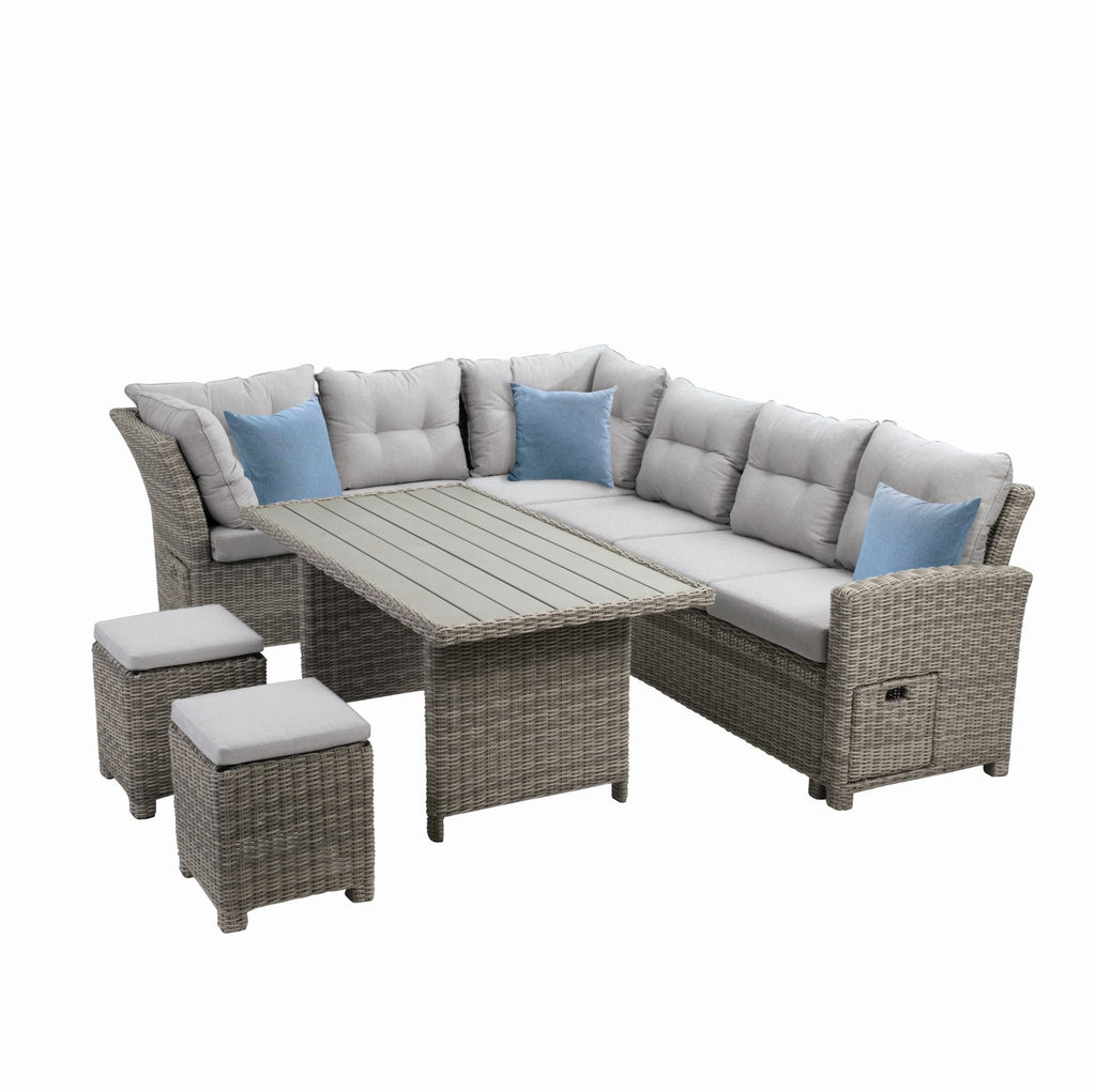 MALIA - 6 Pc. Patio Dining Set w/ Bench - GM-1001-6PC