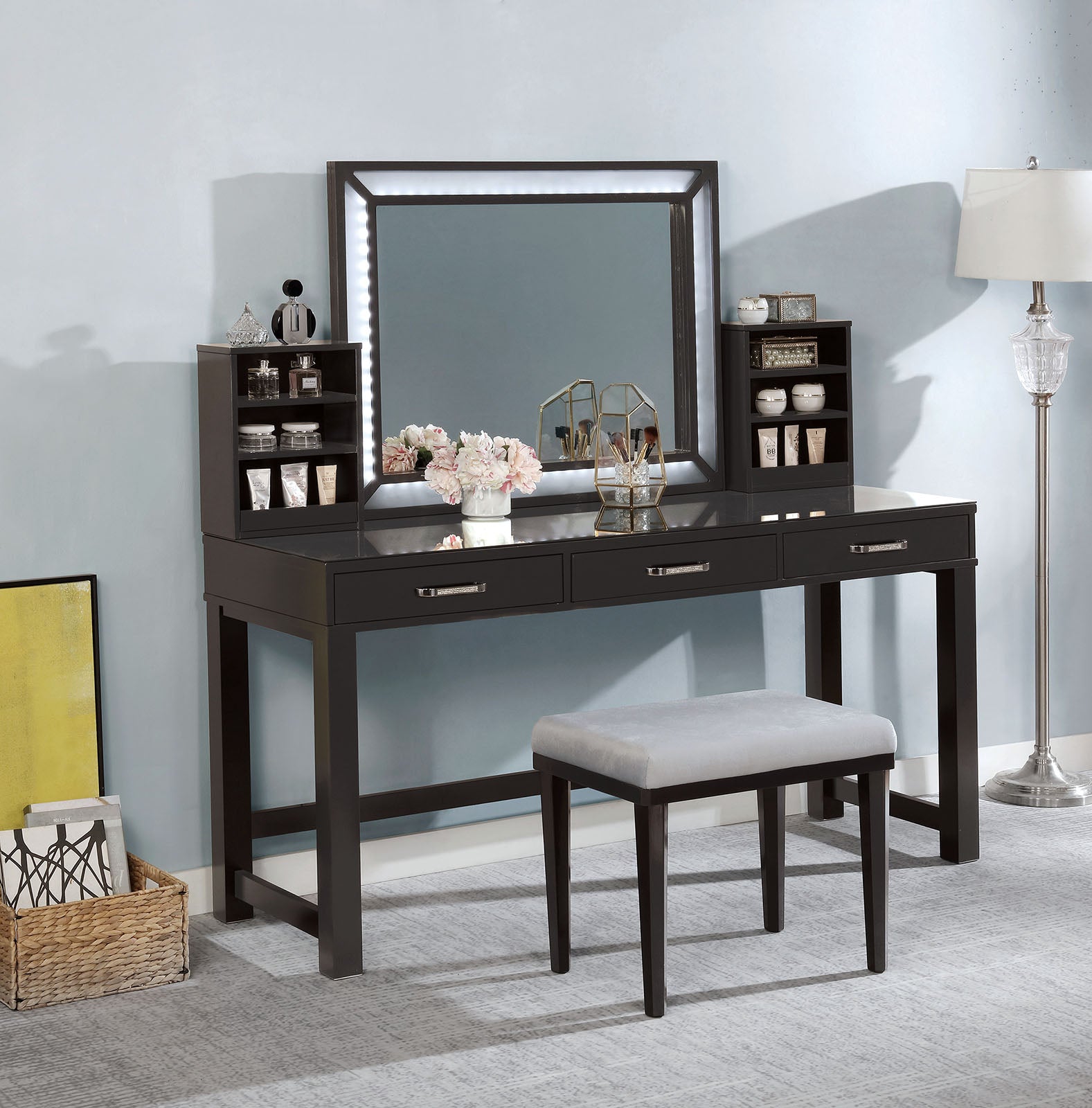 STEPHANIE - Vanity Set, Gray - FOA-DK5685DG-PK