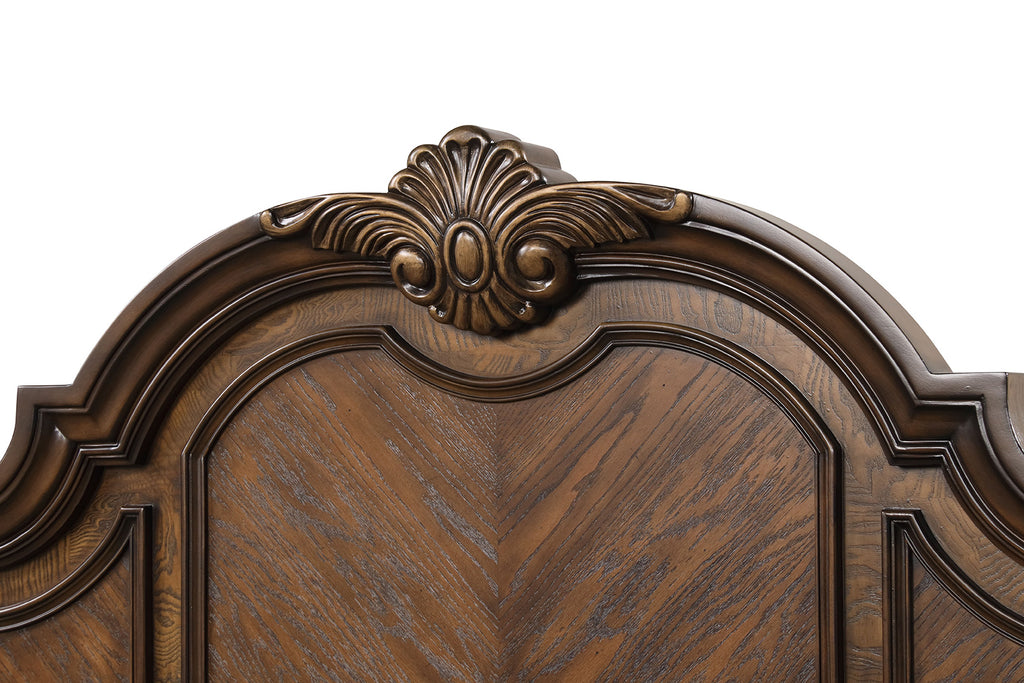 LEOVANNI - E.King Panel Bed, Dark Brown - FM70003DB-EK-W-BED