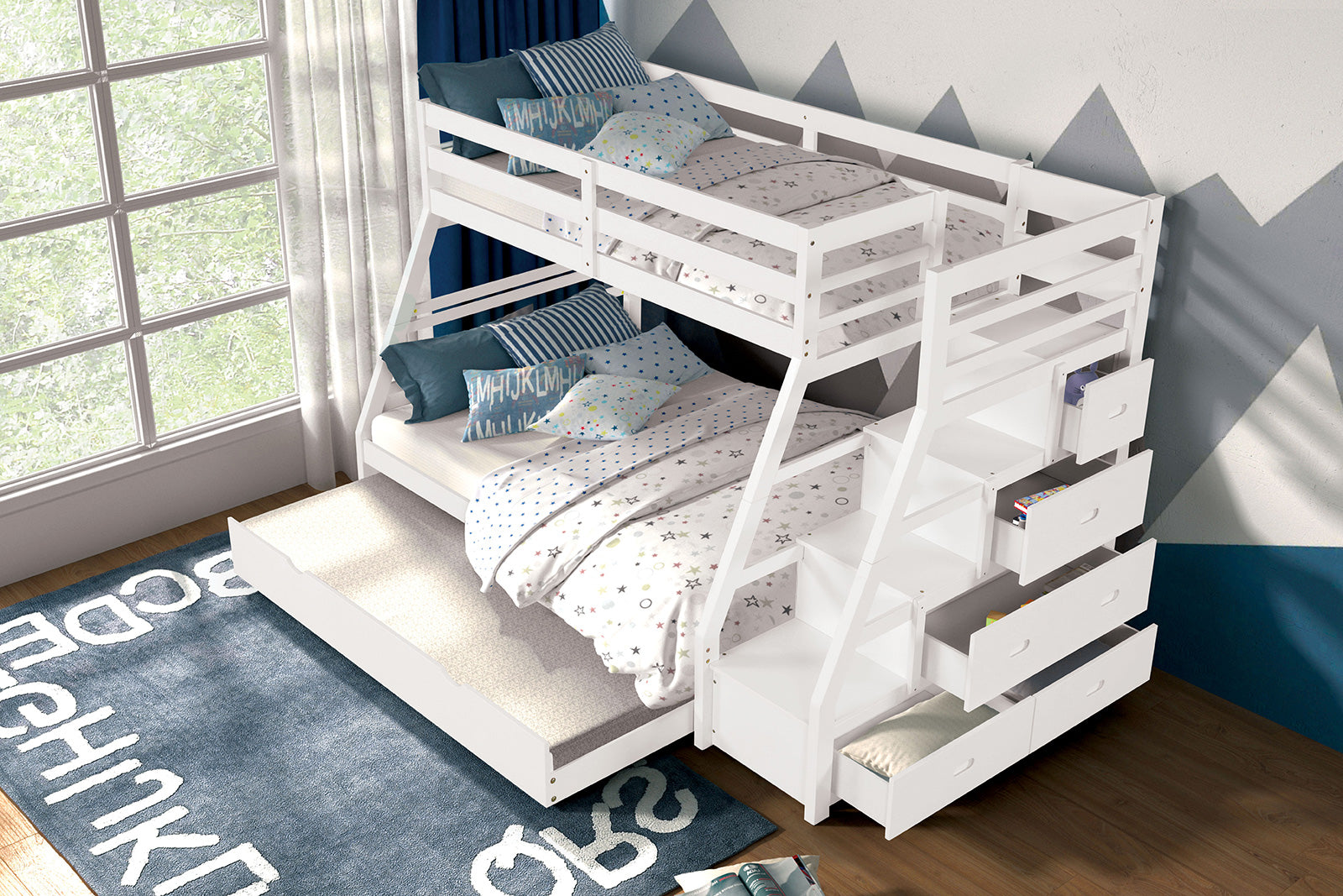 ELLINGTON - Twin/Full Bunk Bed, White - FM-BK611WH-BED