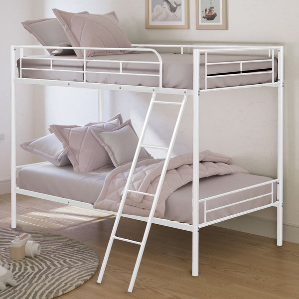 HECTOR - Twin/Twin Metal Bunk Bed (K/D), White - FM-BK903WH-TT