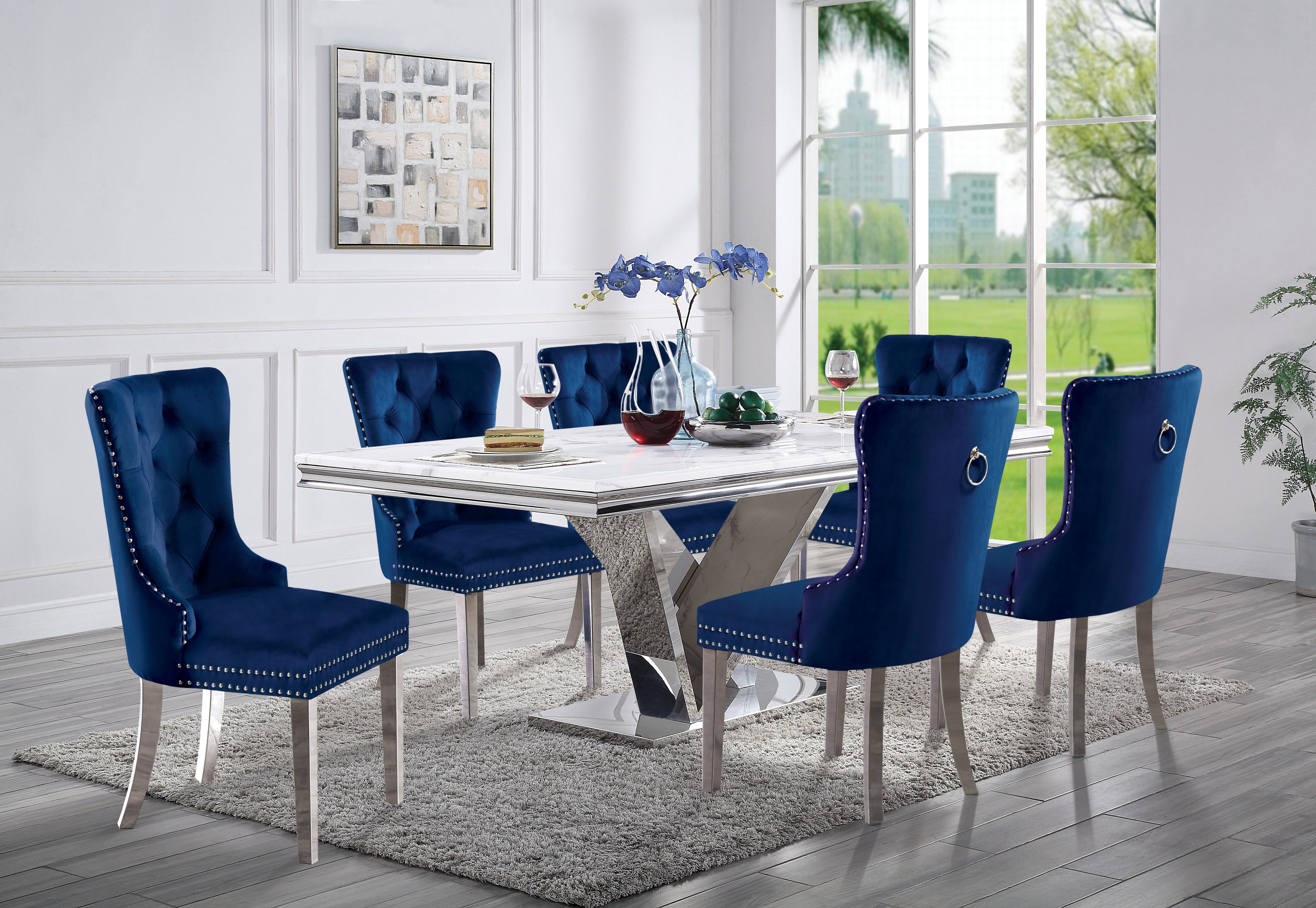 VALDEVERS - 7 Pc. Dining Table Set - CM3294T-7PC-AC261NV