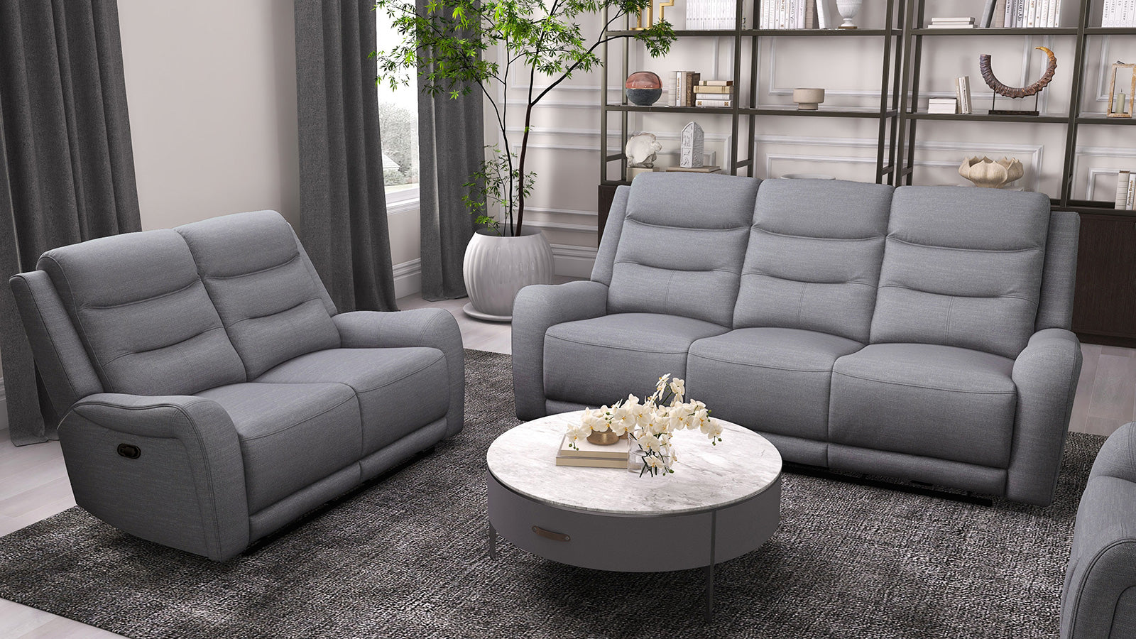 MATTHIAS - Sofa + Loveseat - CM9987GY-M-2PC