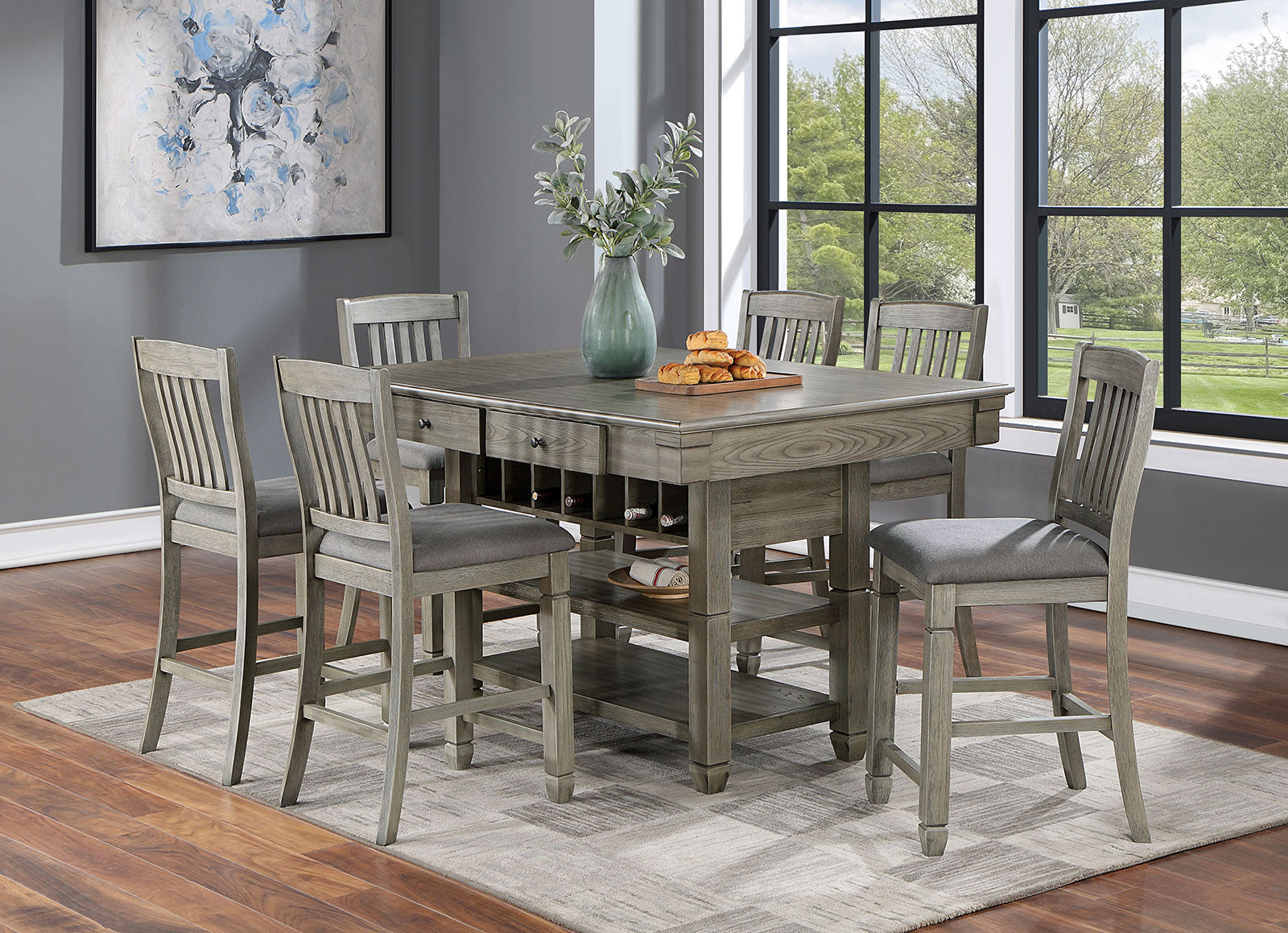 ANAYA - 7 Pc. Counter Ht. Table Set - CM3512GY-PT-7PC