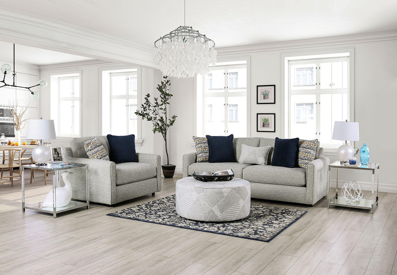 CHANCERY - Accent Chair, Gray/Navy - SM8194-CH-PT