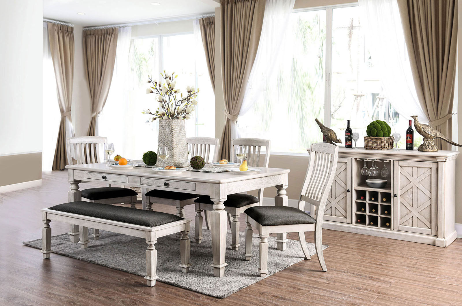 GEORGIA - 6 Pc. Dining Table Set w/ Bench - CM3089T-6PC