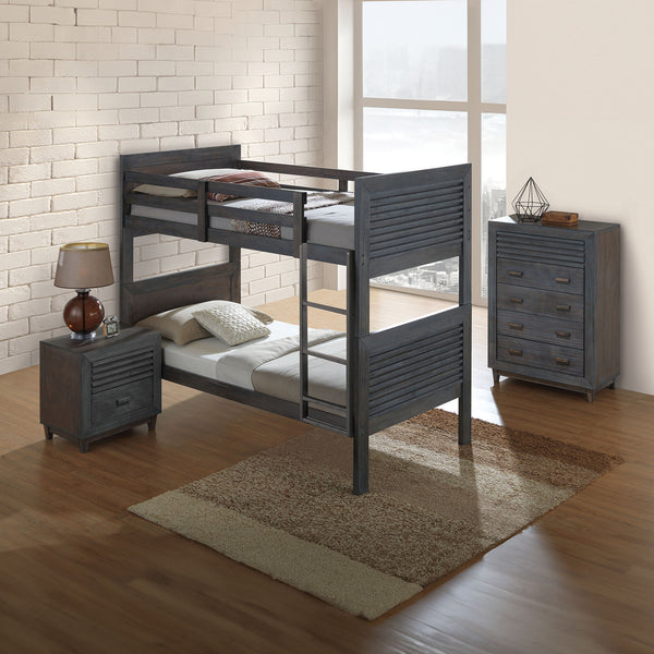 GRIFFIN - Twin Bed, Charcoal Brown - FM7108DB-T-BED