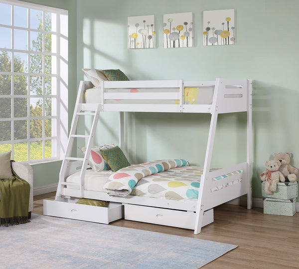 EMILEE - Twin/Full Bunk Bed, White - FM-BK003WH-BED