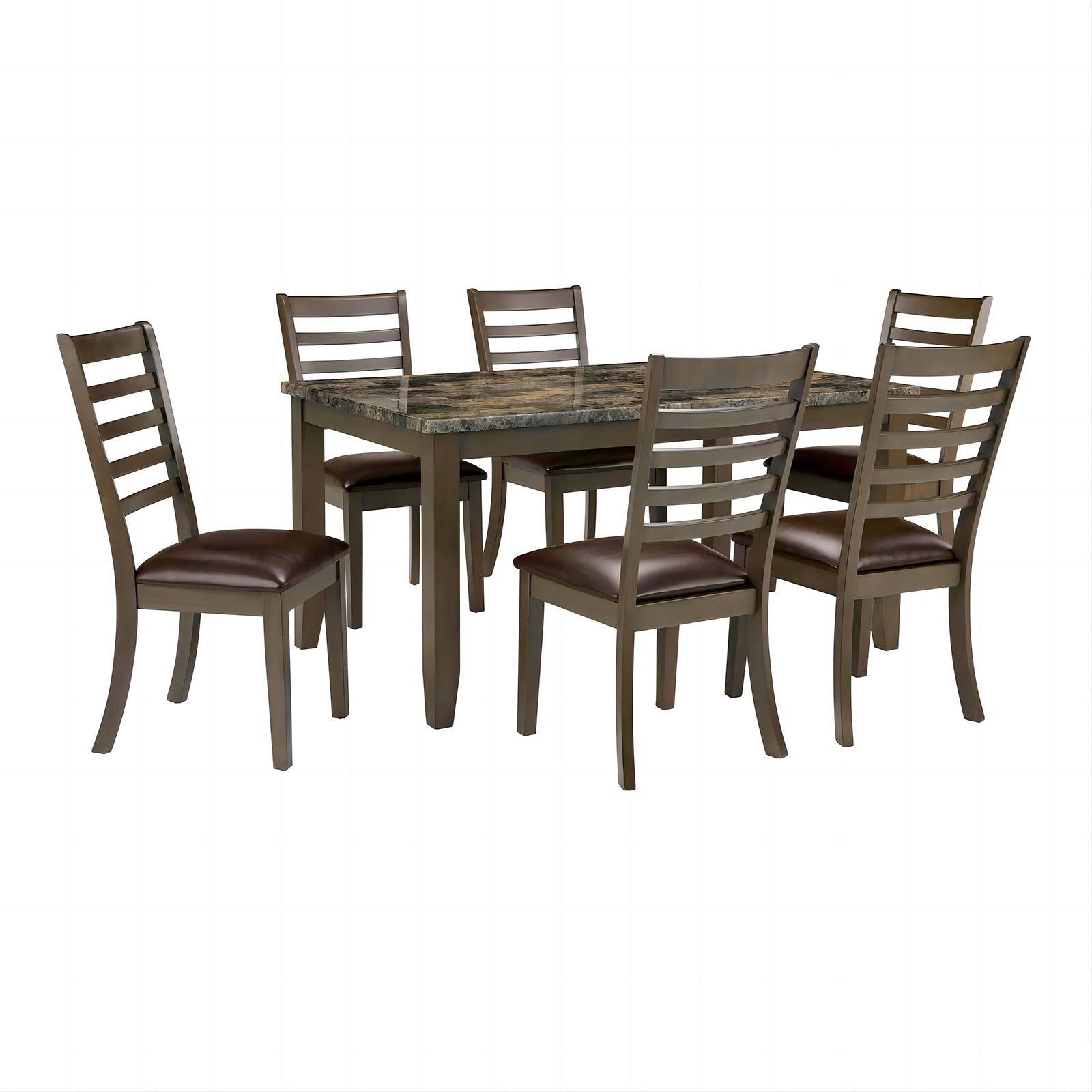 ADIA - 7 Pc. Dinning Table Set, Brown - TM3103T-7PK