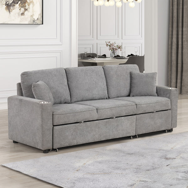 KENDAL - Sleeper Sofa Sectional w/ Cupholder - FM6965GY-SF-PK