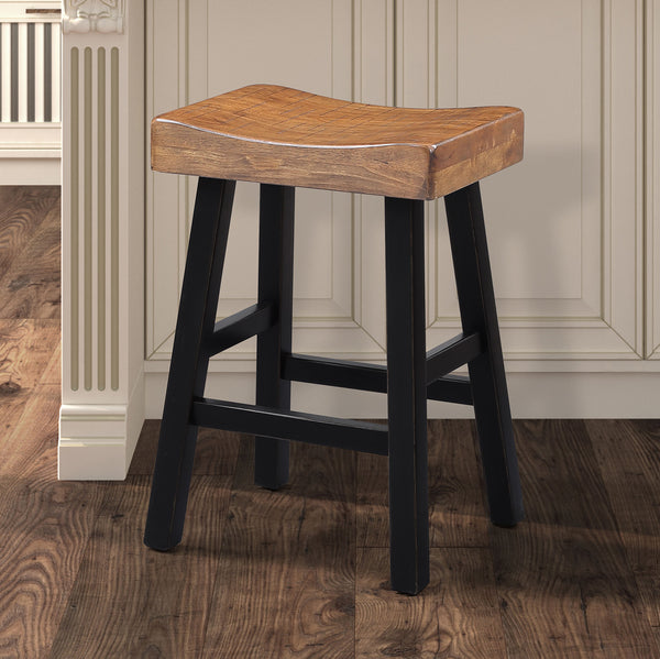 BIASCA - 24" Stool, (2/CTN), Oak/Black - FM-BR3001BR-24-2PK