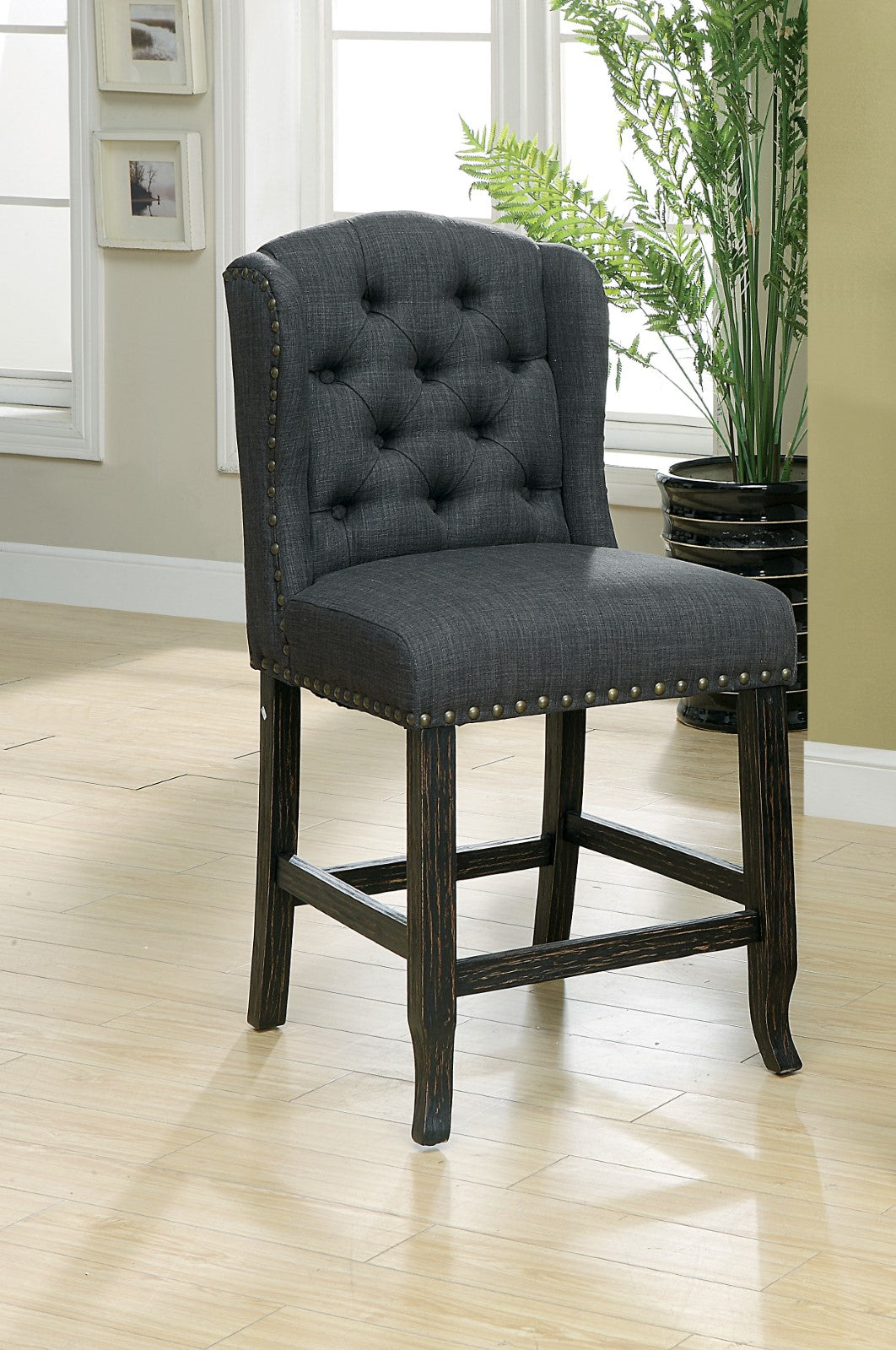 SANIA - Counter Ht. Wingback Chair - CM3324BK-GY-PCW-2PK