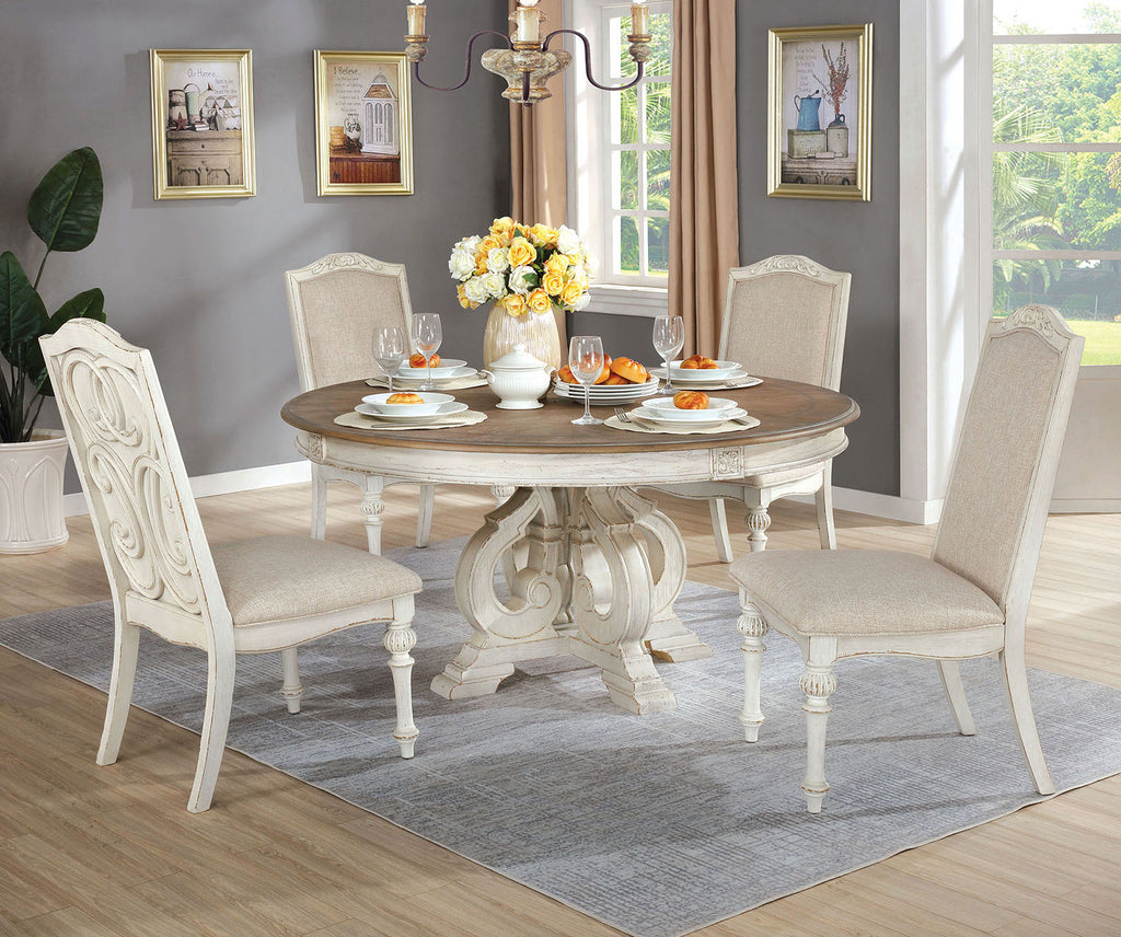 ARCADIA - 7 Pc. Round Dining Table Set - CM3150WH-RT-7PC