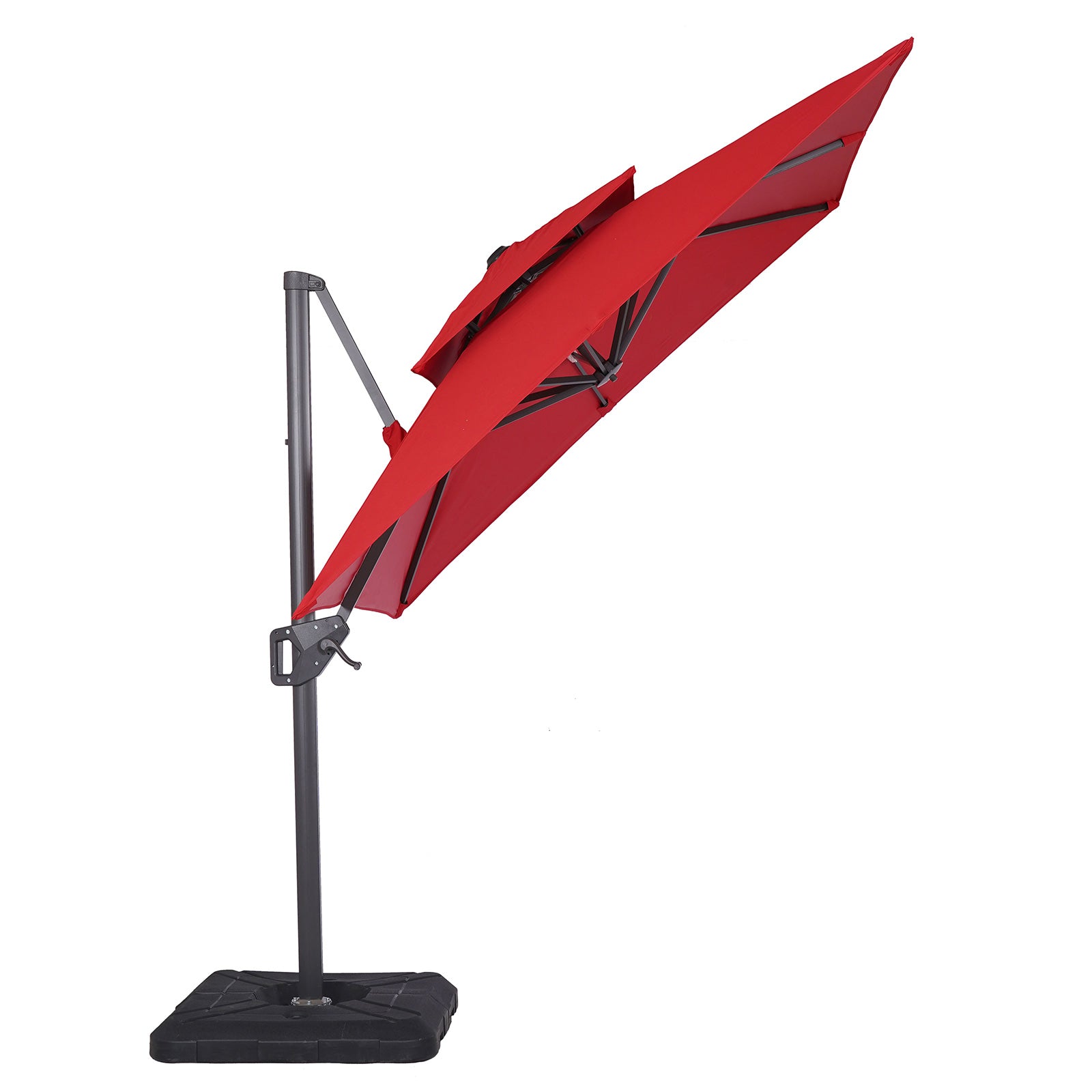 FIDA - 8' Square Umbrella, Double Top, Red + Base - LA-A029RD+BASE