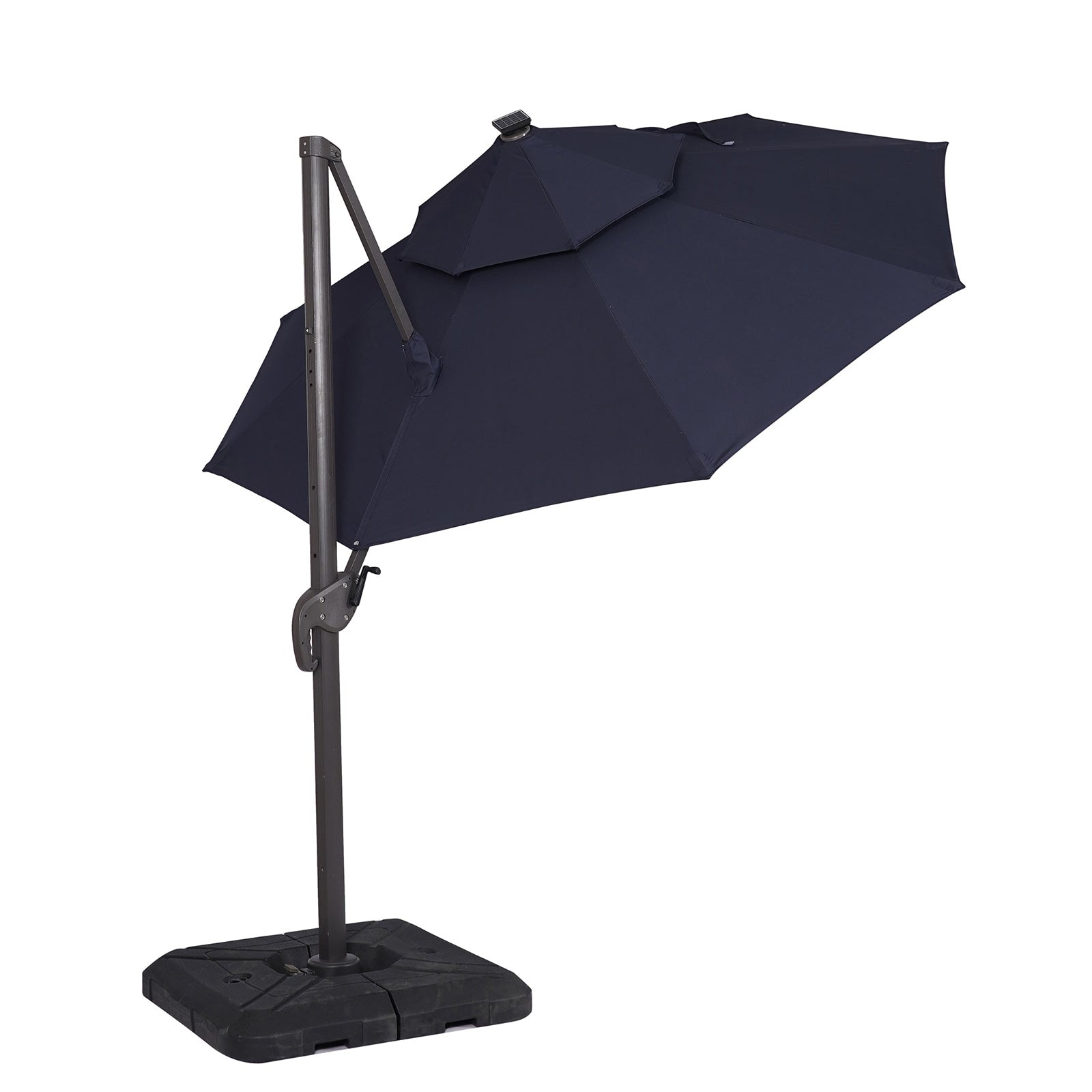 NUTI - 10' Round Umbrella, LED Light, Navy + Base - LA-A031BL+BASE