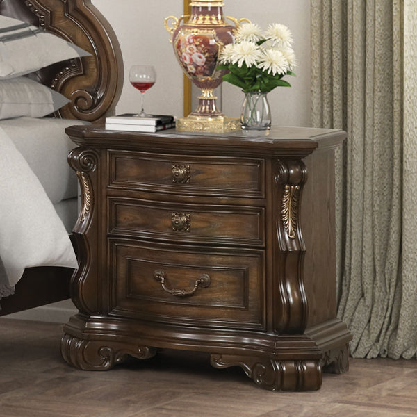 LEOVANNI - Nightstand W/ USB A-C, Dark Brown - FM70003DB-N