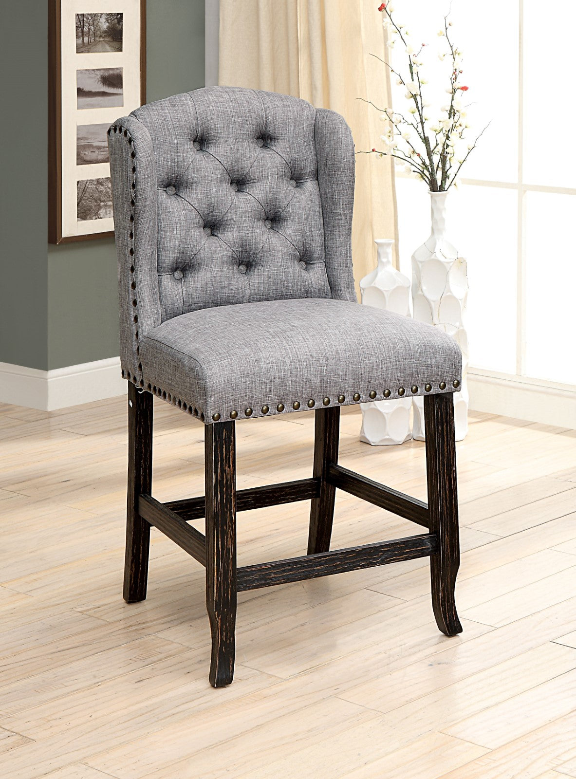 SANIA - Counter Ht. Wingback Chair - CM3324BK-LG-PCW-2PK