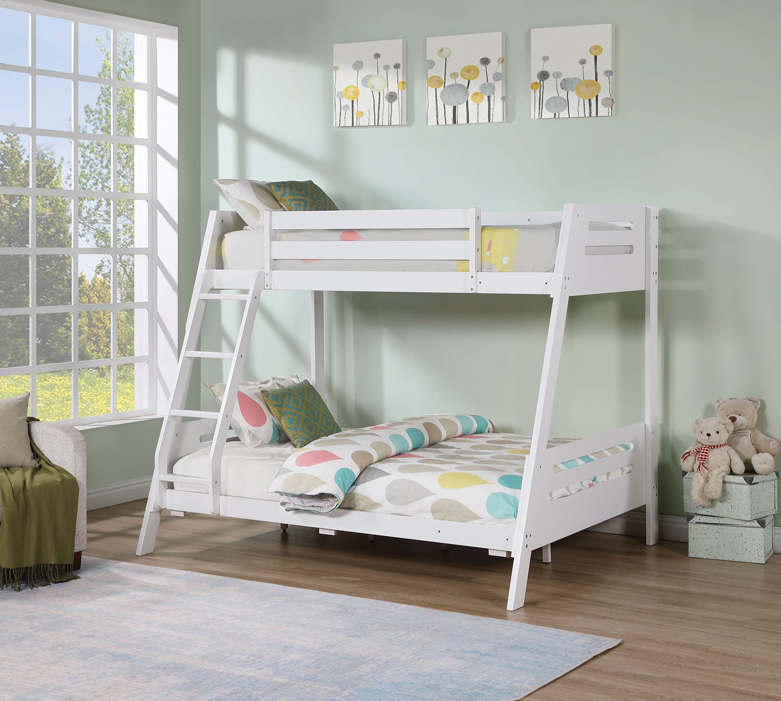 EMILEE - Twin/Full Bunk Bed, White - FM-BK003WH-BED