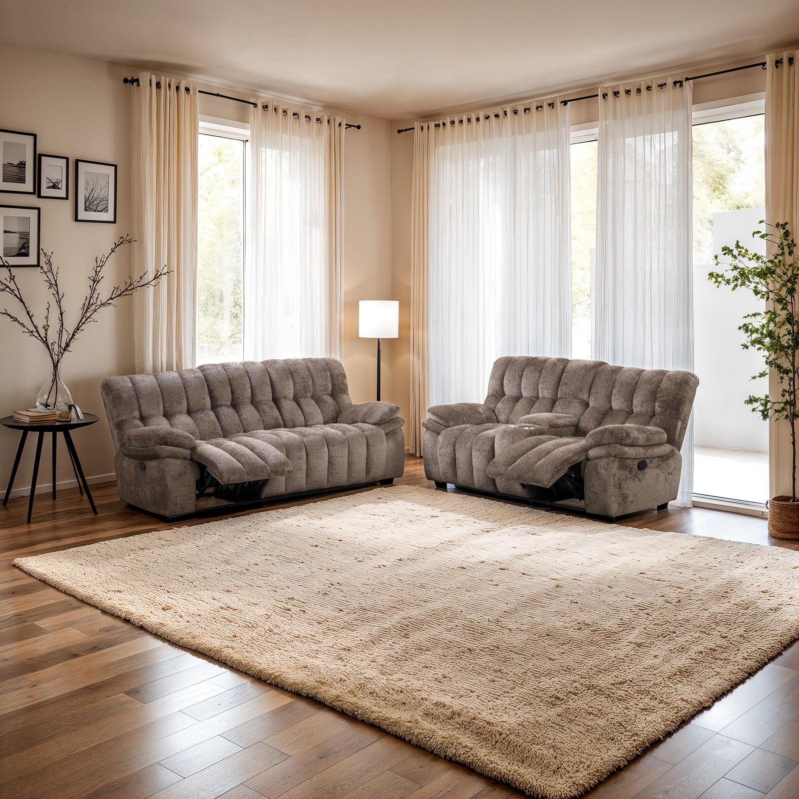 HIERONYMUS - Power Sofa + Loveseat - FM64001DB-M-2PC