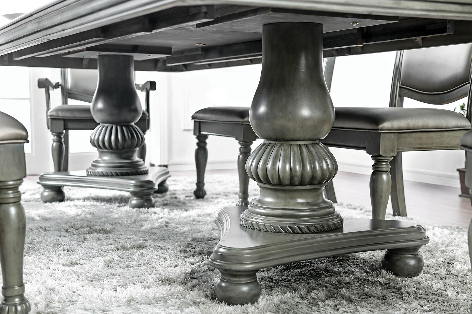 ALPENA - 9 Pc. Dining Table Set (2AC+6SC) - CM3350GY-T-9PC