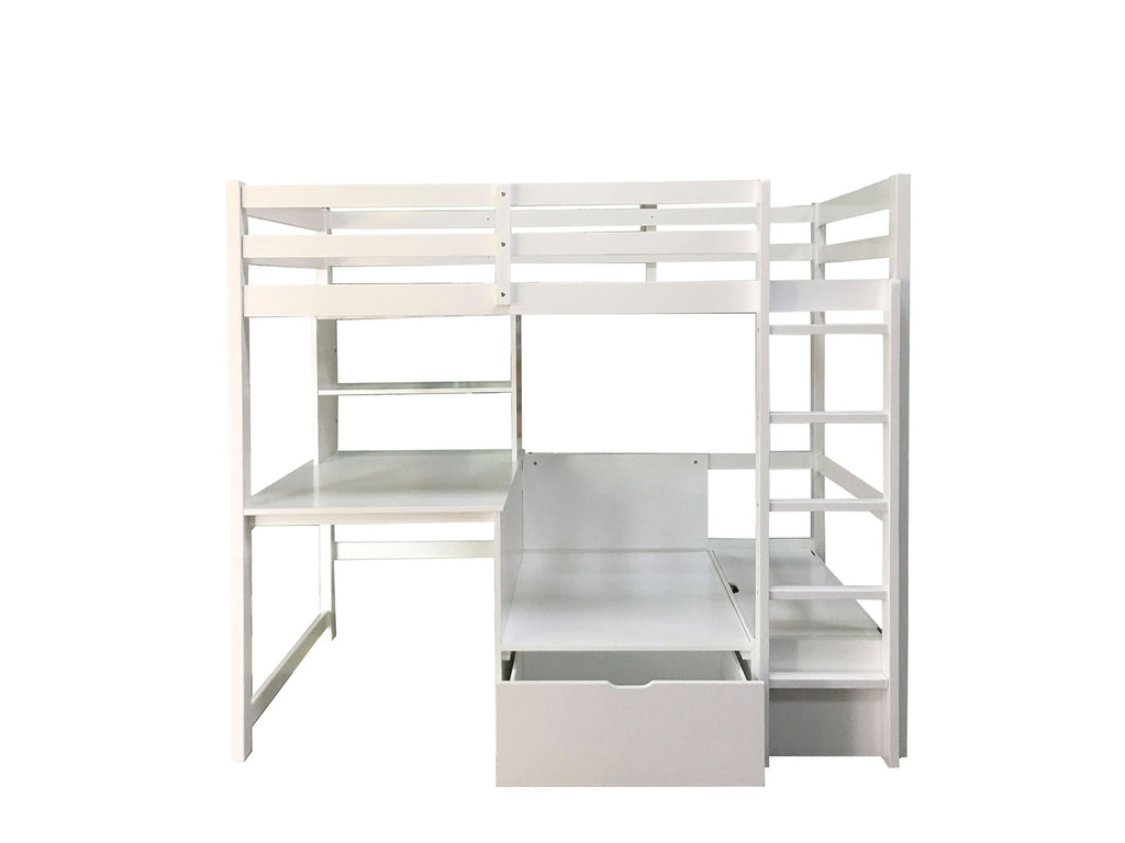 CALLISTUS - Twin Workstation Loft Bed - CM-BK828WH-BED