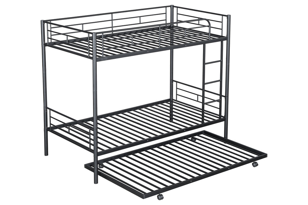 PHILOTUS - Twin/Twin Bunk Bed (K/D) + Trundle, Black - FM-BK906BK-TT