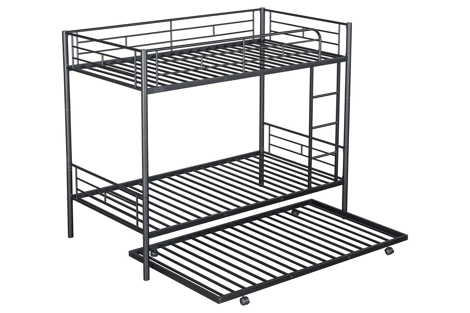 PHILOTUS - Twin/Twin Bunk Bed (K/D) + Trundle, Black - FM-BK906BK-TT