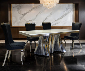 BASILICATA - 7 Pc. Dining Table Set - FM33001SV-T-7PC-12BK