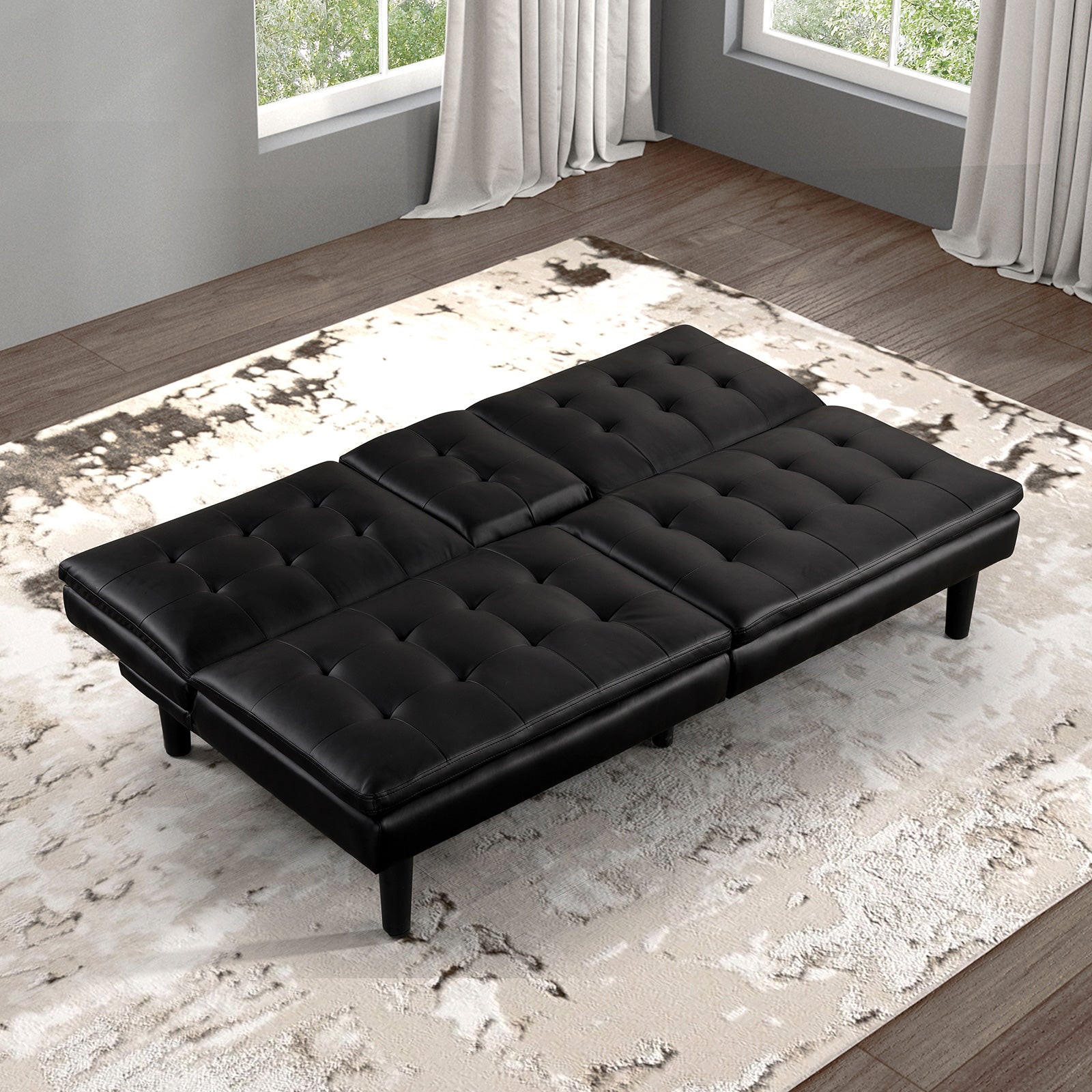 EIDSBERG - Futon Sofa Bed w/ Drop Down Table - FM2908BK