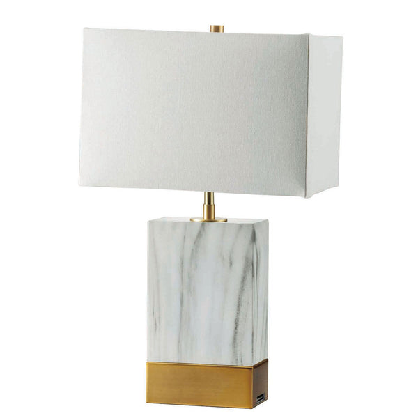 FAITH - 20"H White Marble Gold Table Lamp - L731197-GL