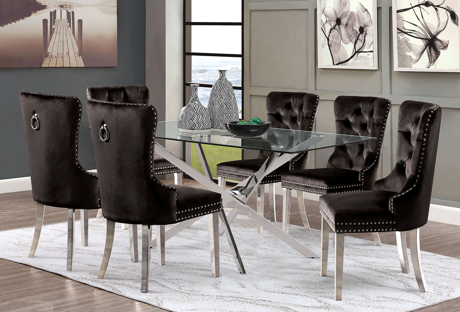 SILVERIA - 5 Pc. Dining Table Set - FM37001SV-T-5PC
