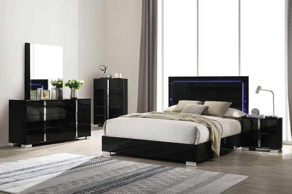 SINISTRA - Queen Bed, Piano Black - FM7211BK-Q-BED