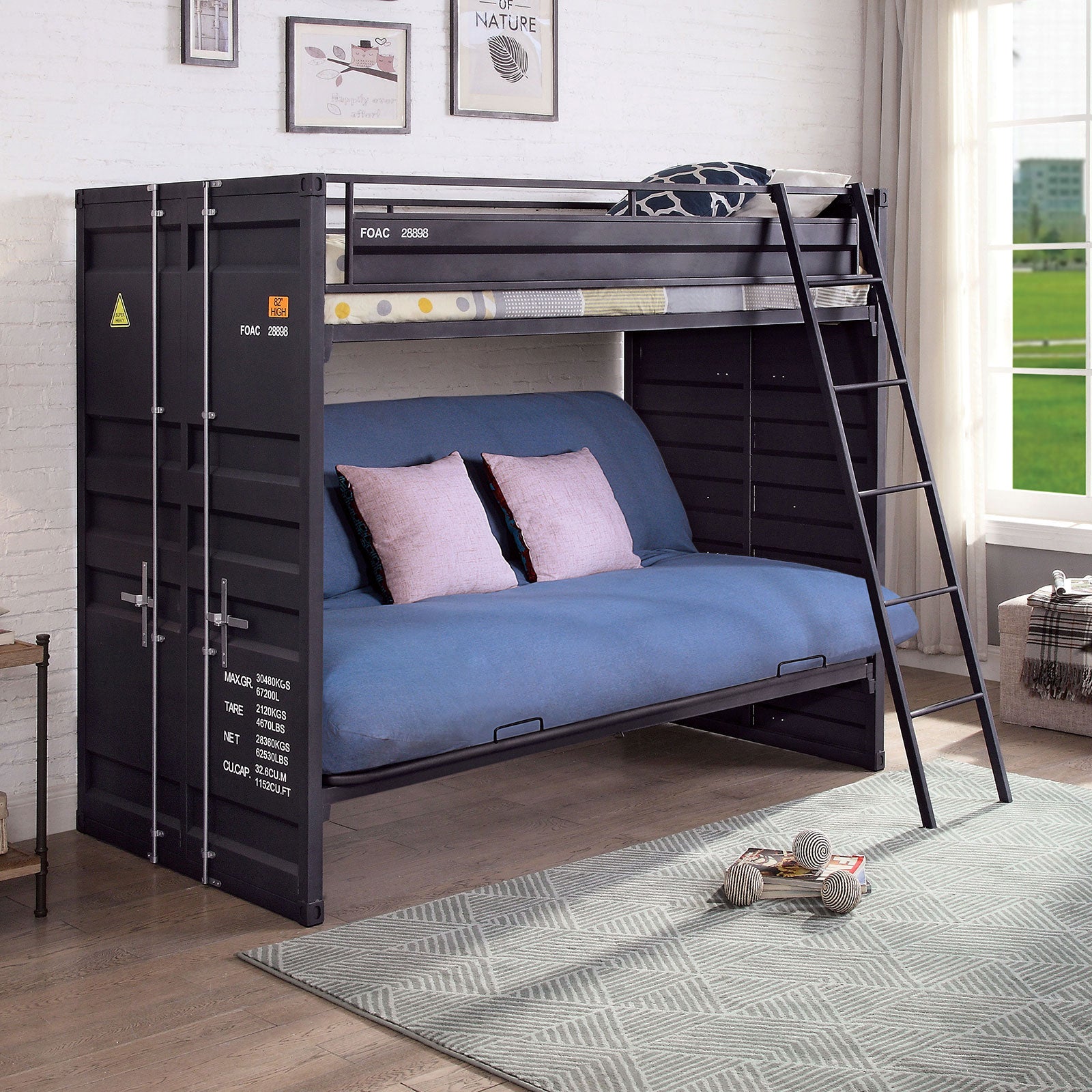 LAFRAY - Twin Bunk Bed w/ Futon Base - FOA-BK652BK-BED