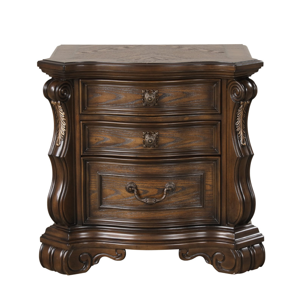 LEOVANNI - Nightstand W/ USB A-C, Dark Brown - FM70003DB-N