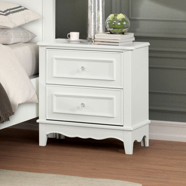 NAUCALPAN - Nightstand w/2 Drawers, White - FM7456WH-N