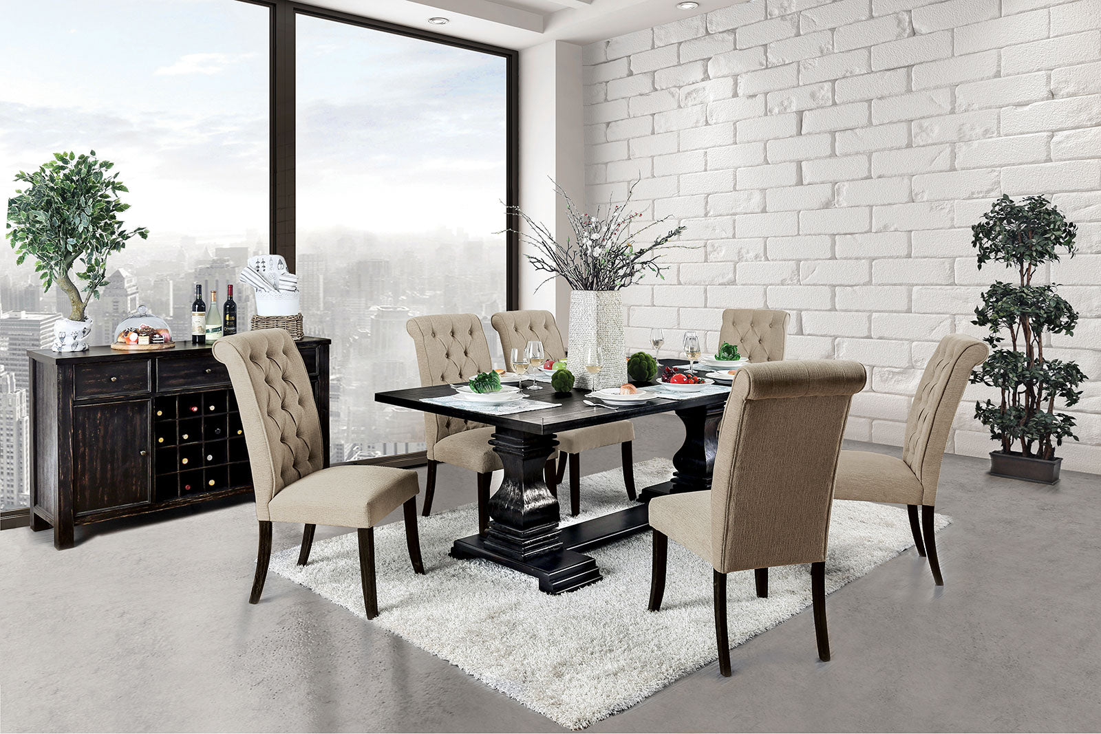 NERISSA - 7 Pc. Dining Table Set - CM3840T-7PC-GY