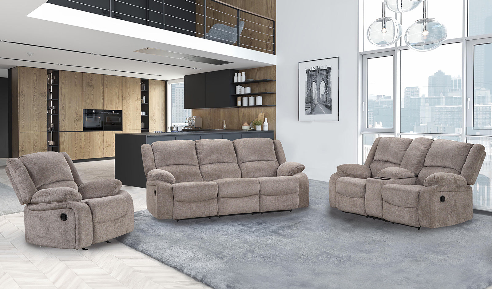COSIMO - Sofa + Loveseat + Chair - NX6003GY-3PC