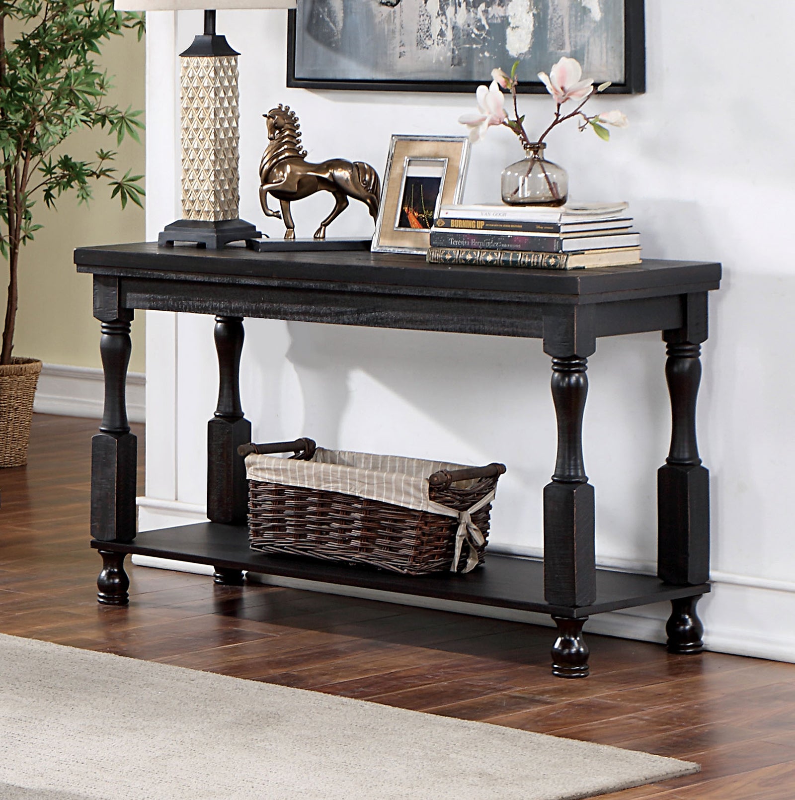 CALANDRA - Sofa Table, Antique Black - FOA4908BK-S