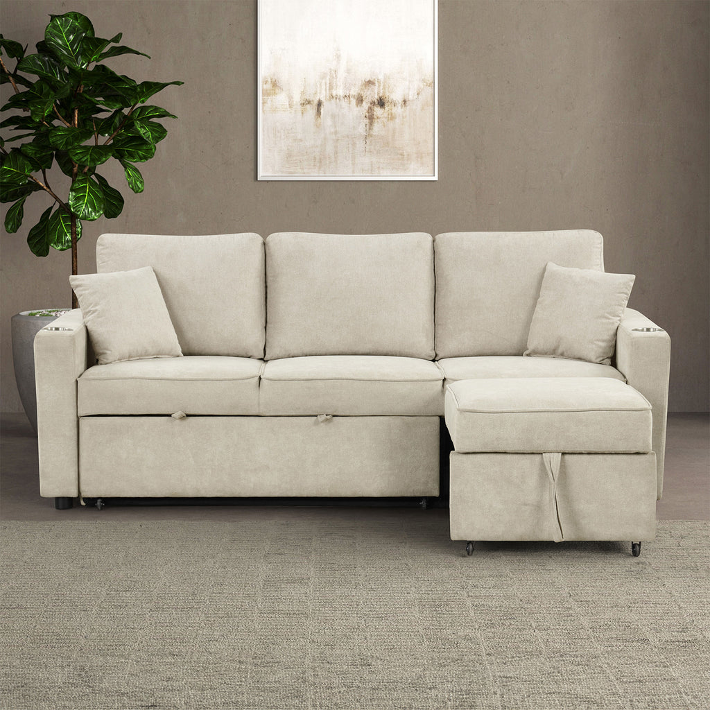 KENDAL - Sleeper Sofa Sectional w/ Cupholder - FM6965BG-SF-PK